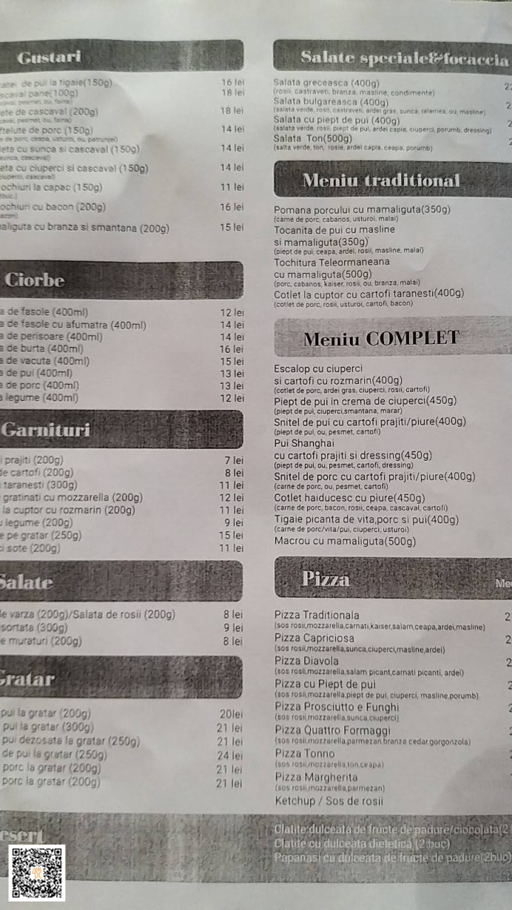 Taverna Viilor Meniu