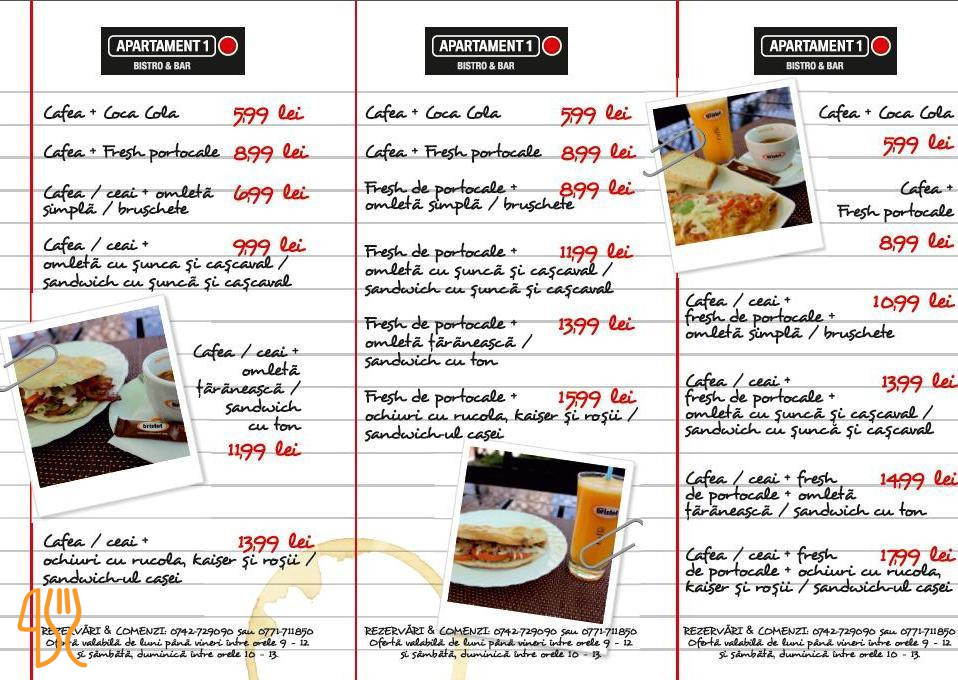 Apartament 1 Bistro Meniu