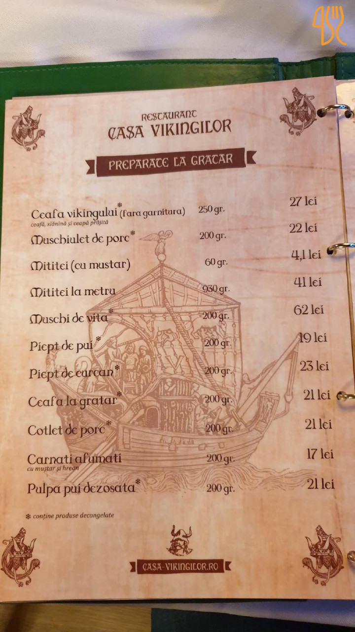 Casa Vikingilor (Grigorescu) Meniu