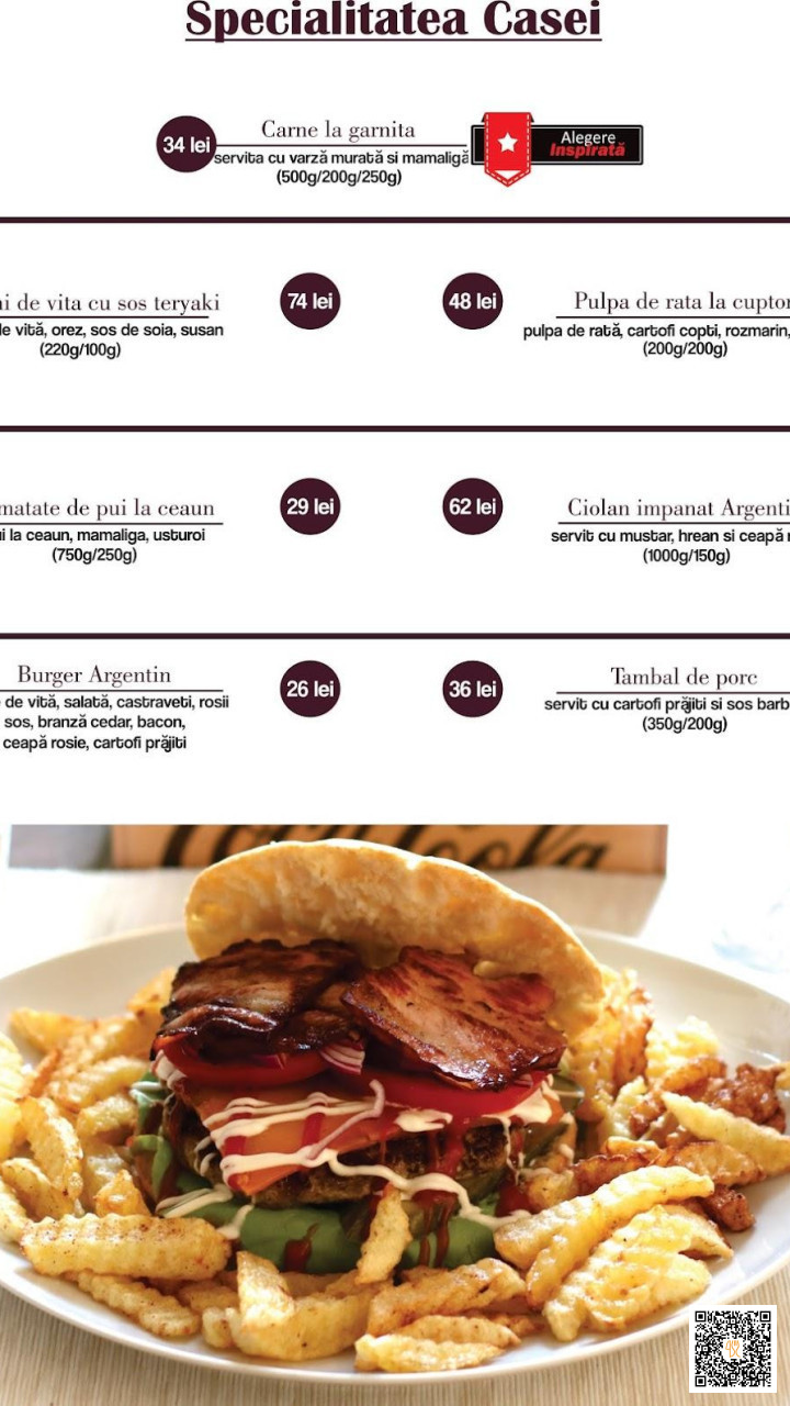 Argentin Terasa Restaurant Carta