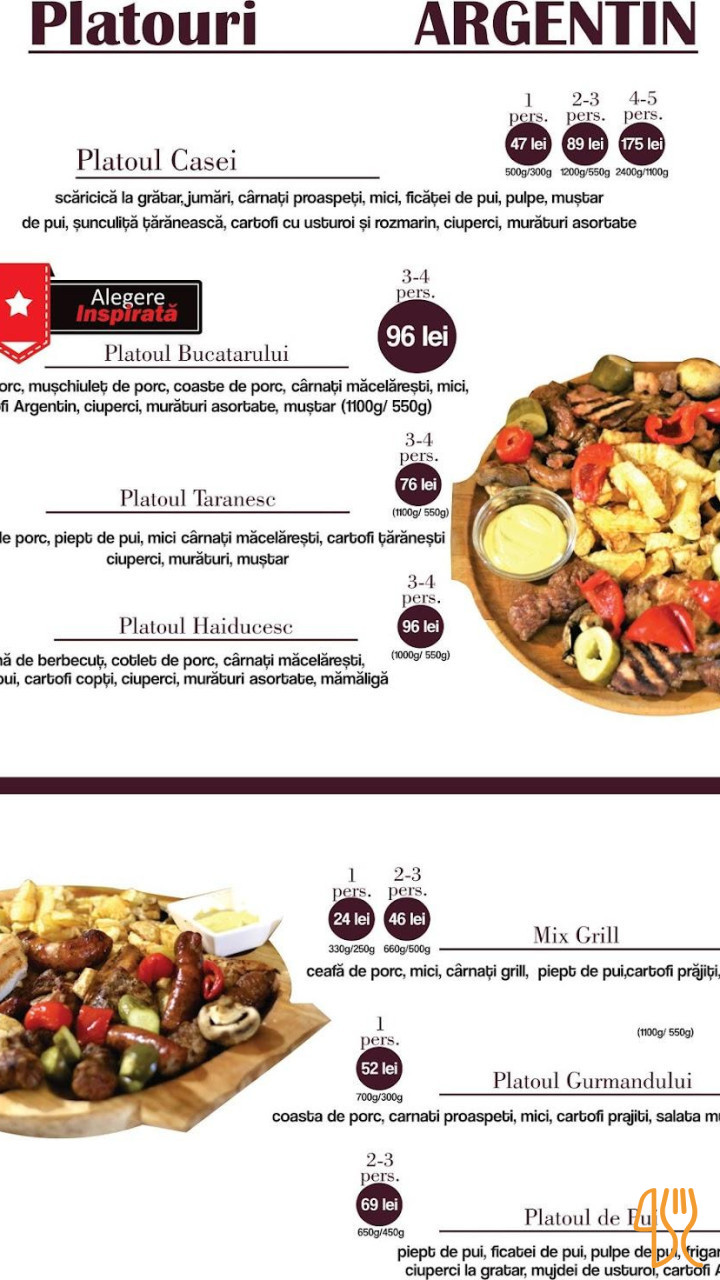 Argentin Terasa Restaurant Carta