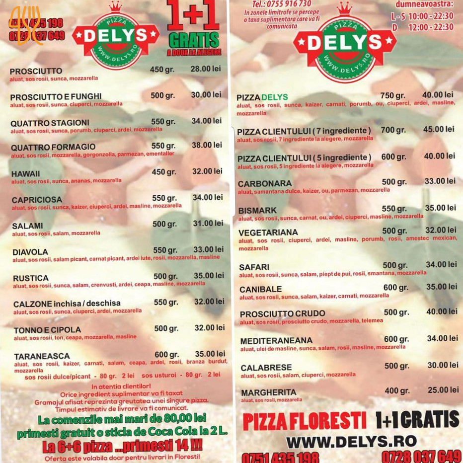 Pizzeria Delys Meniu