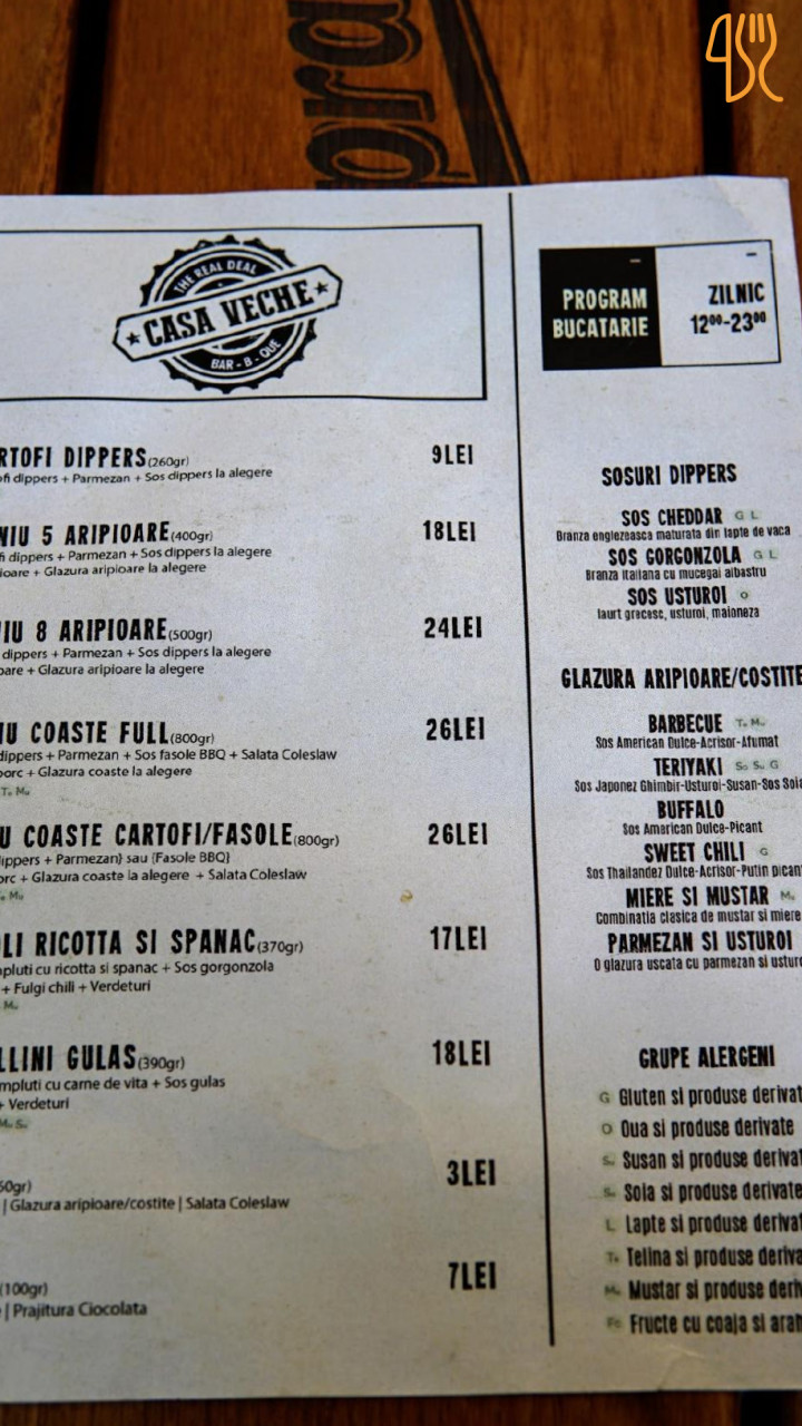 Casa Veche Meniu
