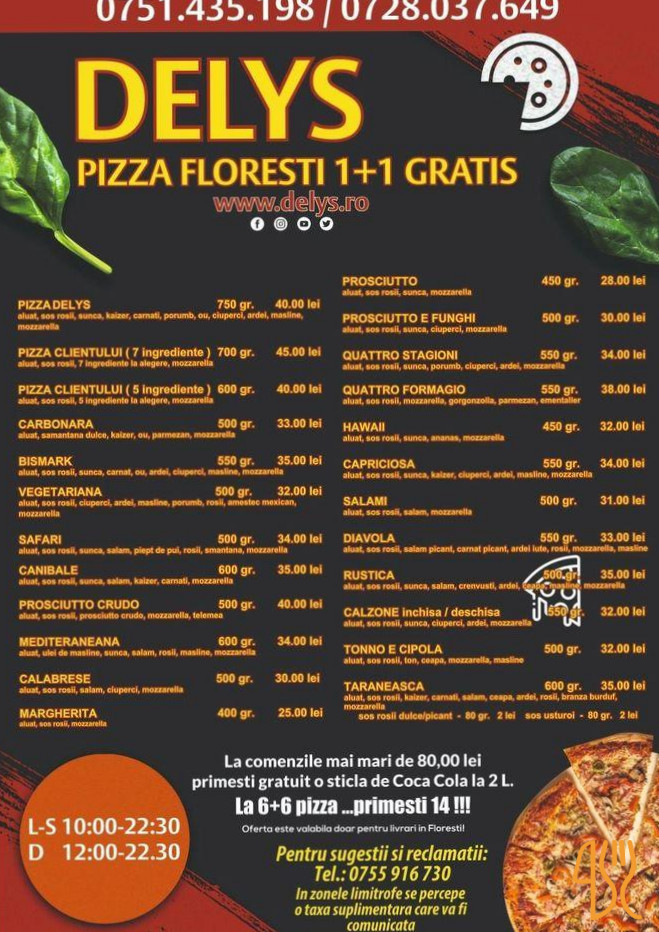 Pizzeria Delys Meniu