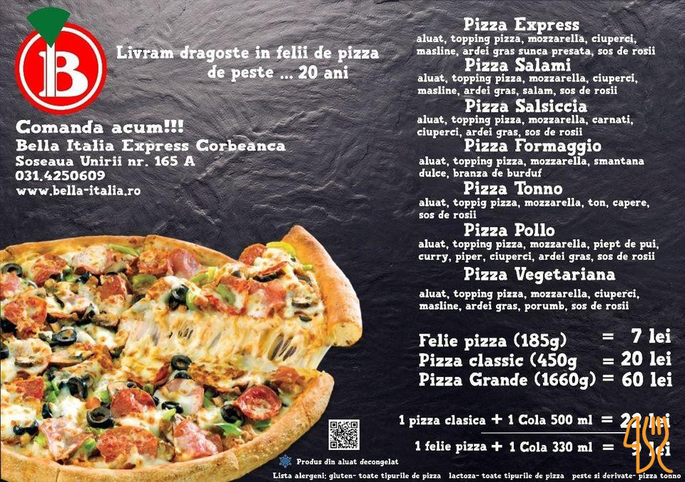 Bella Italia Corbeanca Meniu